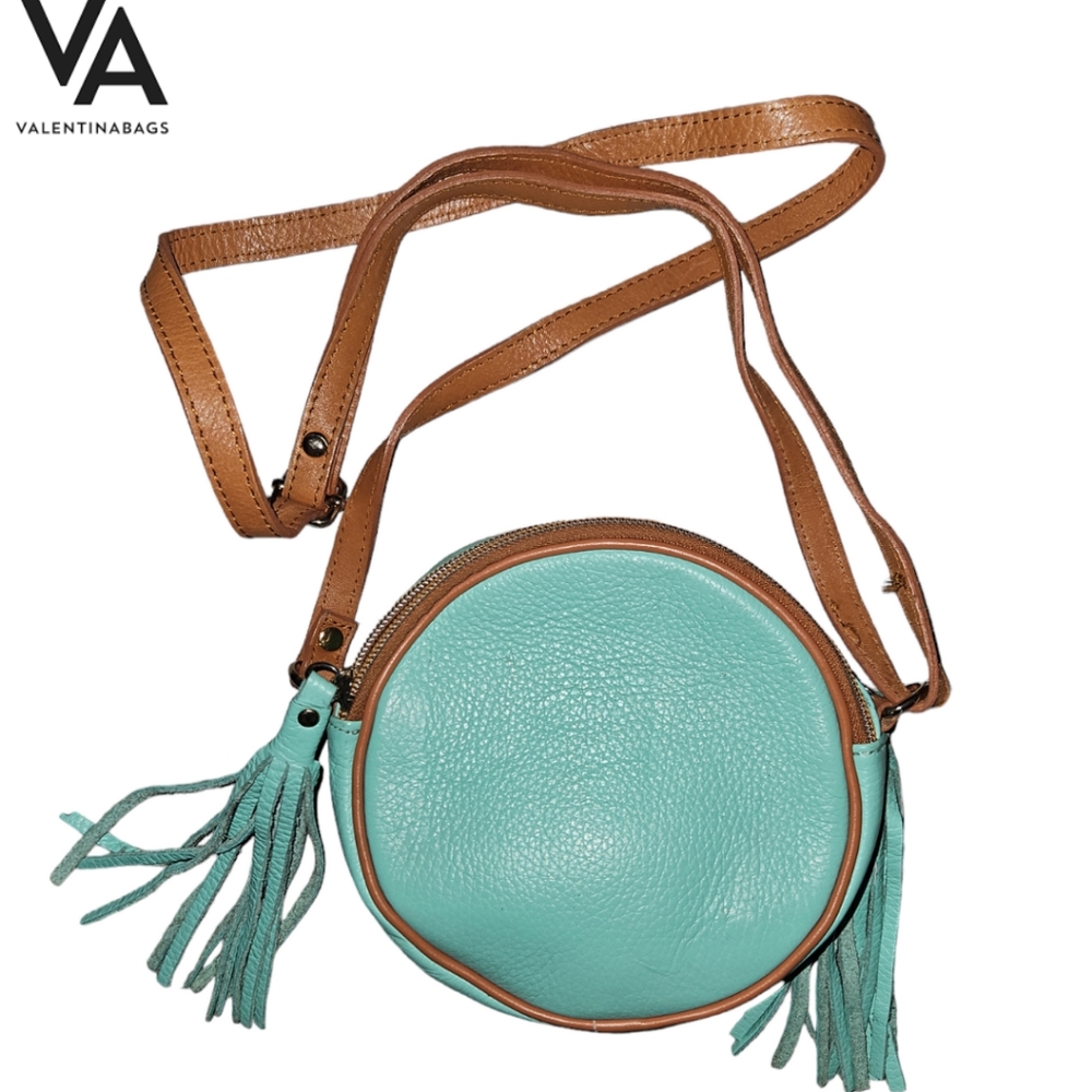 Valentina Aqua and Tan Crossbody Bag